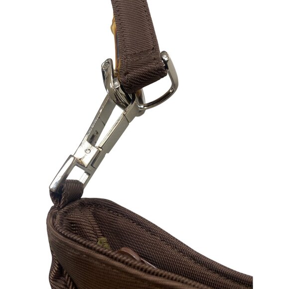 Vintage Avon Nylon Shoulder Bag Purse Bamboo Handle Brown - Picture 3 of 8